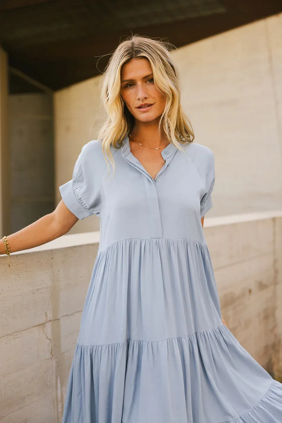 Amanda Tiered Dress in Blue - FINAL SALE sold by bohme product image thumbnail 3