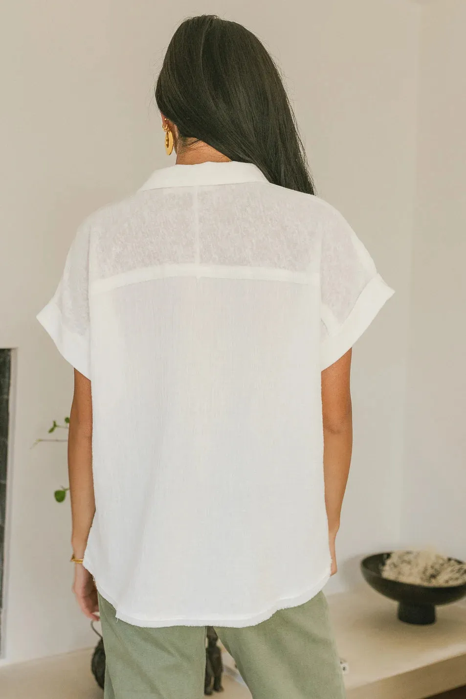 Raven Button Up Top in White - FINAL SALE sold by bohme product image thumbnail 4