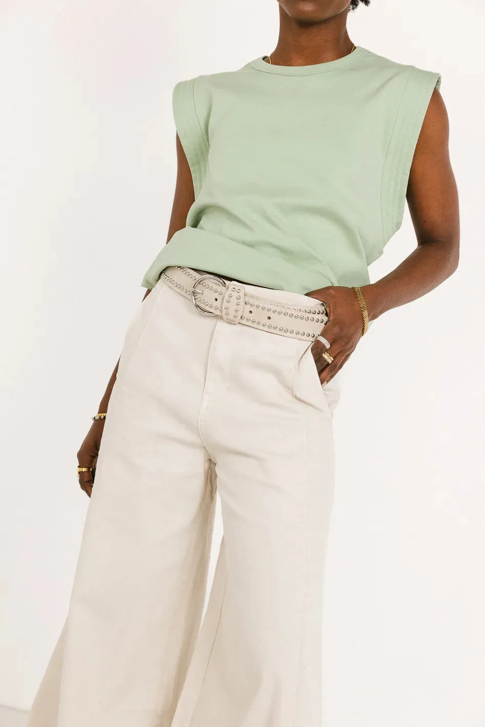 Westie Studded Belt in Ivory sold by bohme