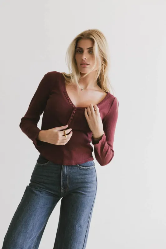 Tycee Fitted Top in Burgundy - FINAL SALE sold by bohme
