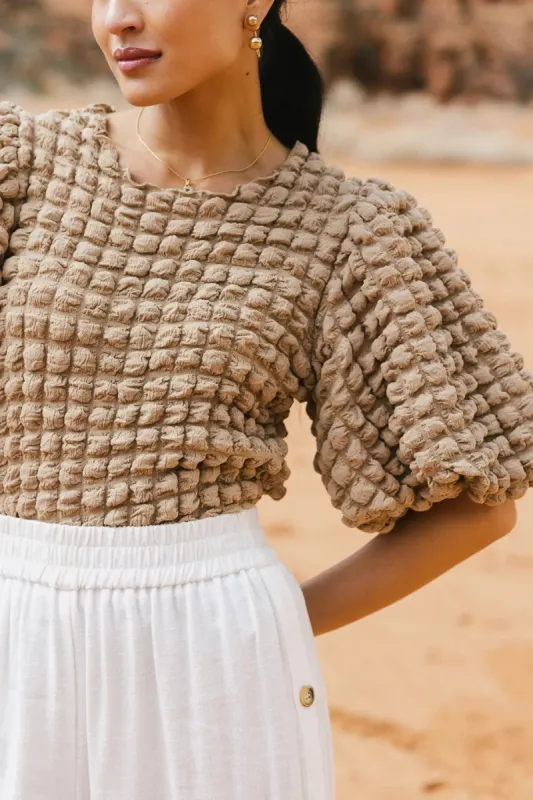Textured Bubble Sleeve Blouse - FINAL SALE made by bohme