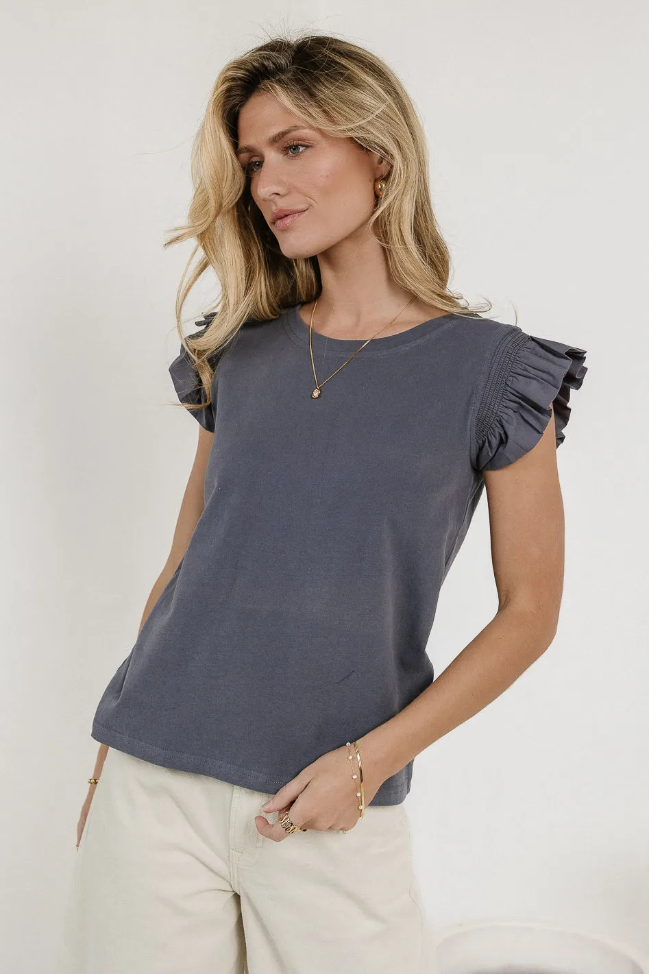 Kindra Knit Top in Blue - FINAL SALE sold by bohme product image thumbnail 4