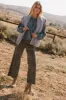 Maggie Peplum Tie Blouse in Medium Wash sold by bohme