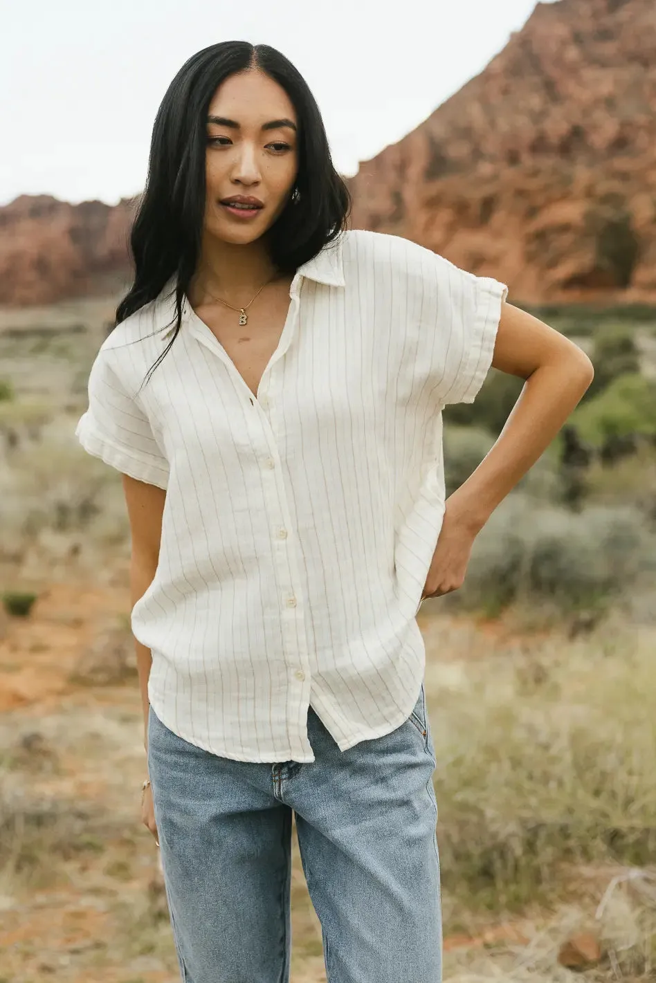 Avayah Striped Button Up in Ivory - FINAL SALE sold by bohme product image thumbnail 2