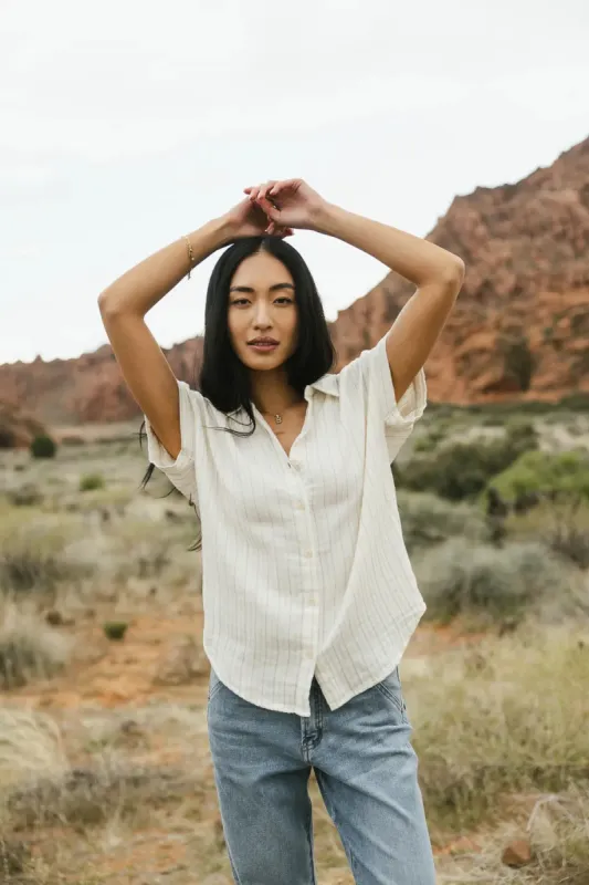 Avayah Striped Button Up in Ivory - FINAL SALE sold by bohme