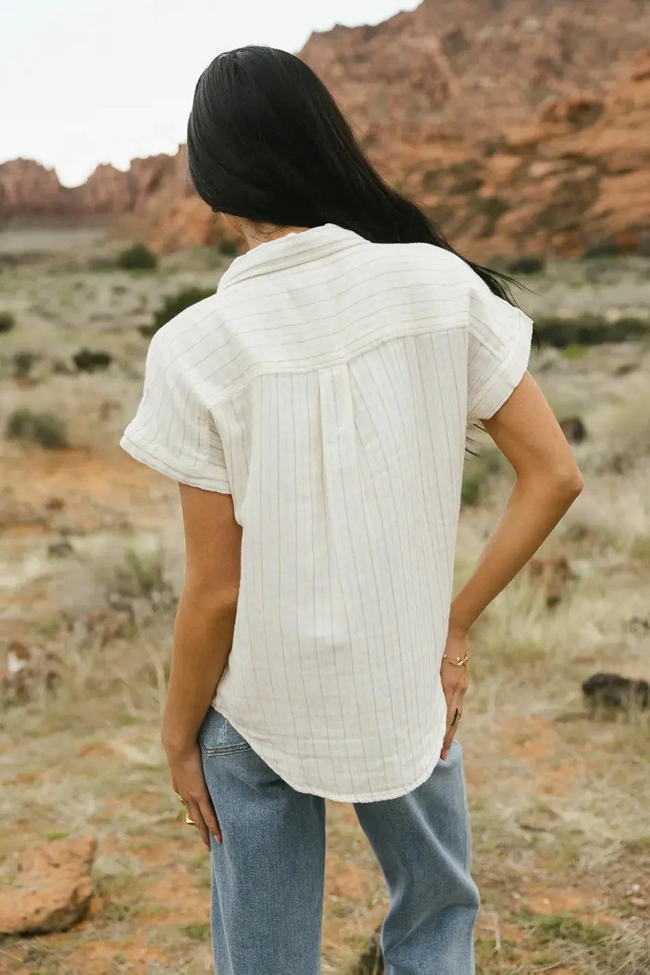 Avayah Striped Button Up in Ivory - FINAL SALE sold by bohme product image thumbnail 3