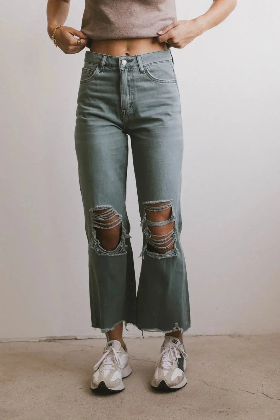 Charlie Distressed Jeans in Teal - FINAL SALE sold by bohme