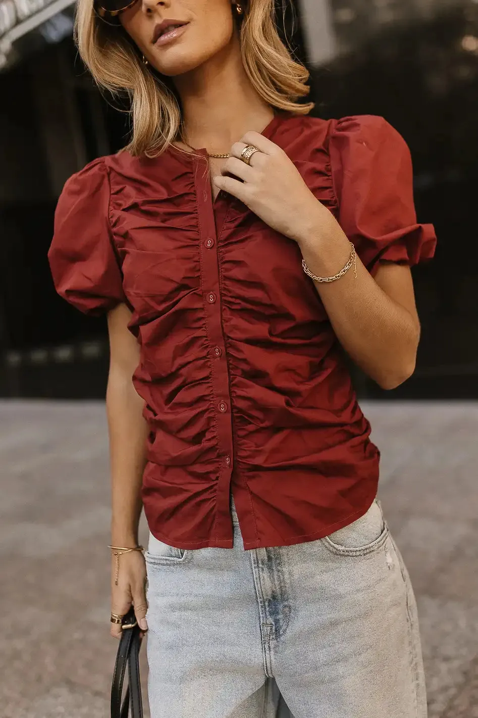 Frankie Ruched Top in Rust - FINAL SALE sold by bohme