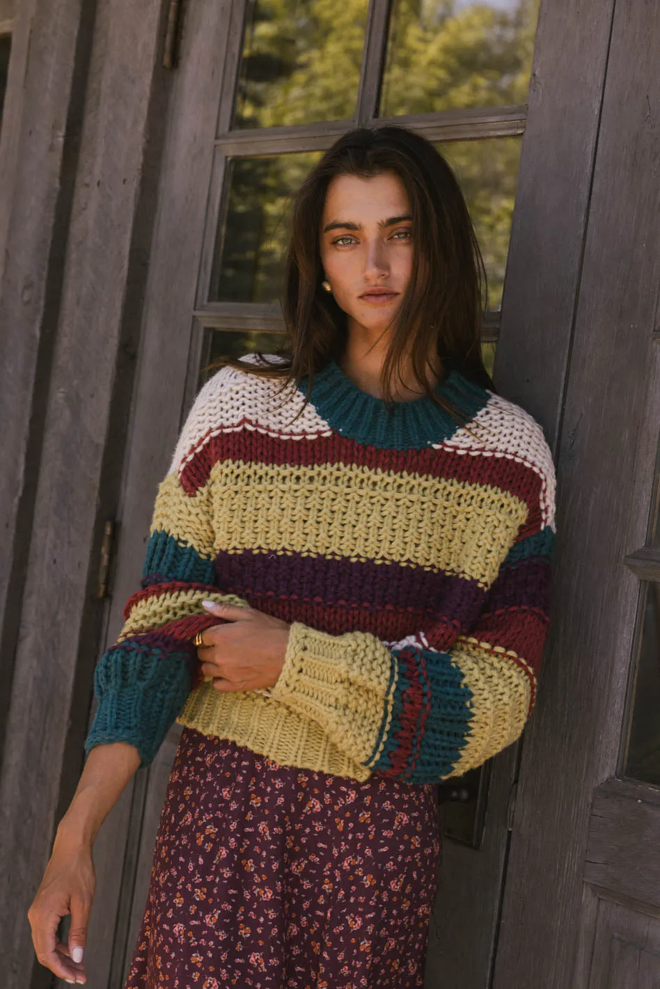 Tennyson Striped Sweater in Green - FINAL SALE sold by bohme