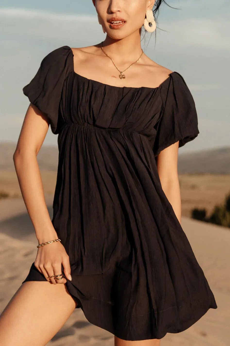 Dasha Textured Mini Dress in Navy - FINAL SALE sold by bohme