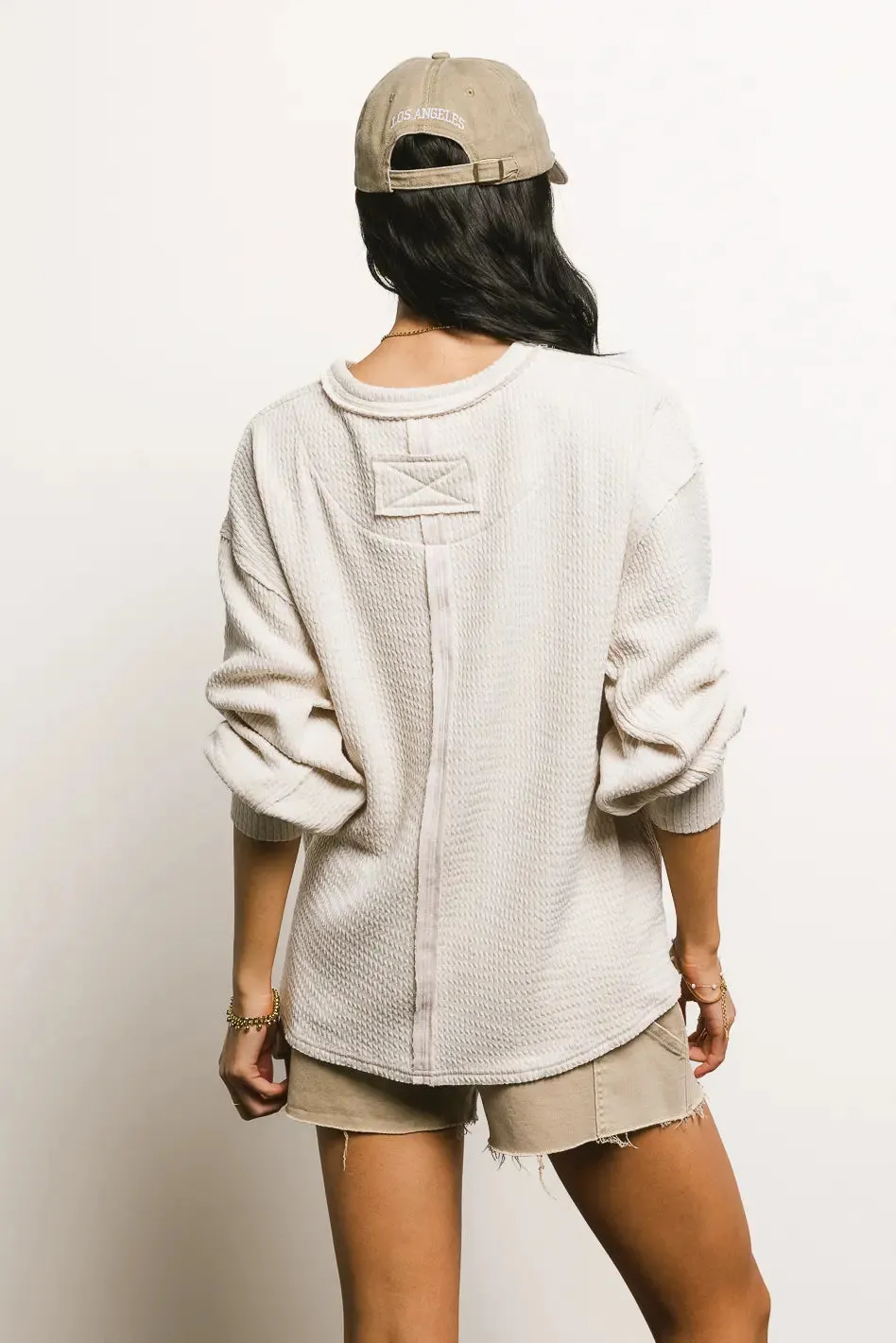 Delaney Ribbed Knit Top in Cream - FINAL SALE sold by bohme product image thumbnail 3