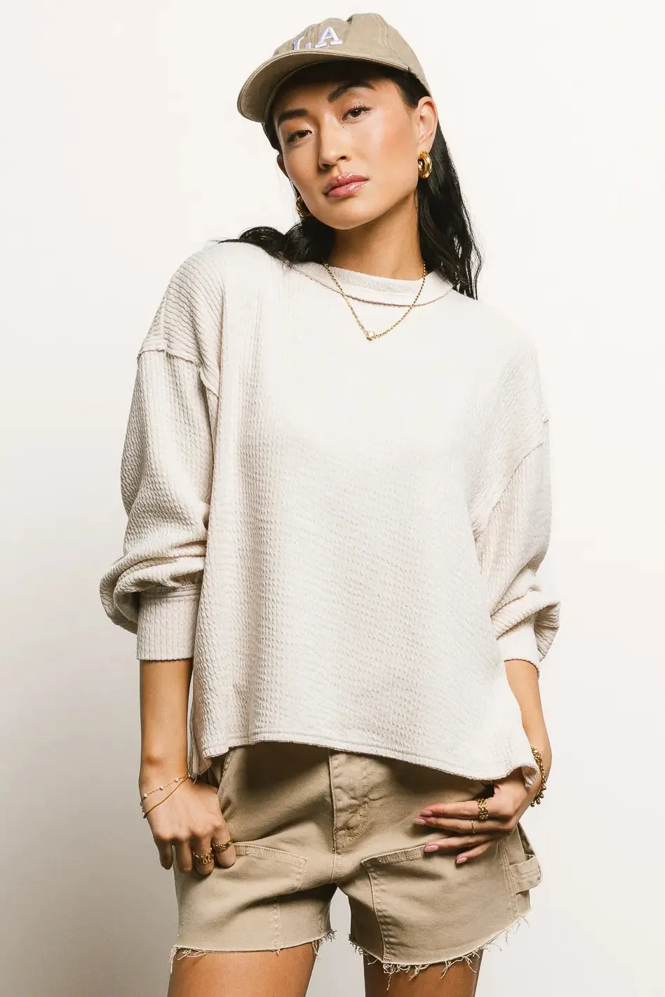 Delaney Ribbed Knit Top in Cream - FINAL SALE sold by bohme product image thumbnail 4