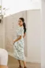 Dorothea Floral Midi Dress in Teal - FINAL SALE sold by bohme