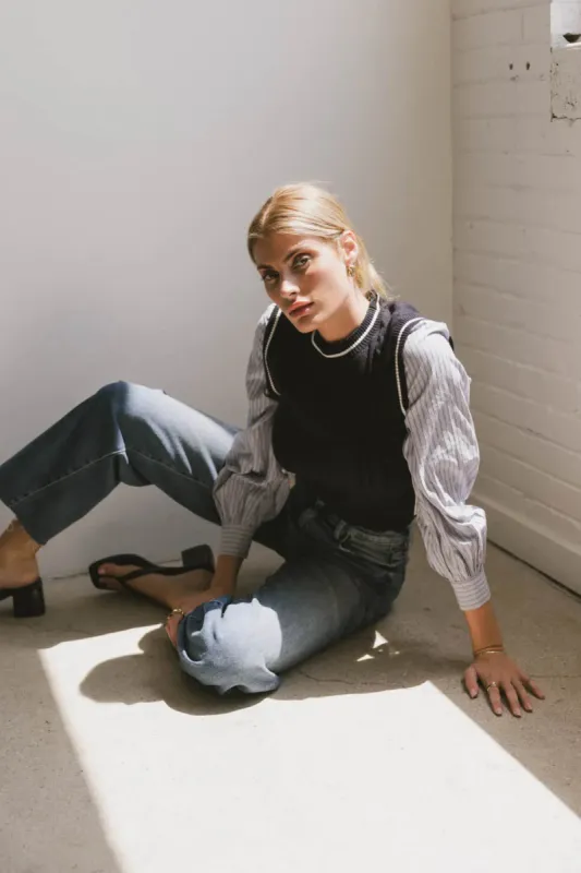 Montie Striped Sweater Top in Navy - FINAL SALE sold by bohme