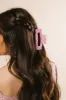Checkered Rectangle Claw Clip in Pink sold by bohme
