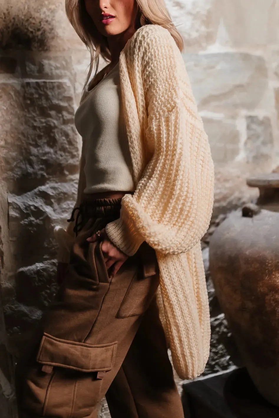 Palmer Long Cardigan in Cream - FINAL SALE sold by bohme product image thumbnail 2