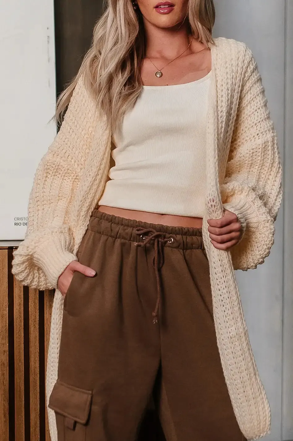 Palmer Long Cardigan in Cream - FINAL SALE sold by bohme product image thumbnail 5