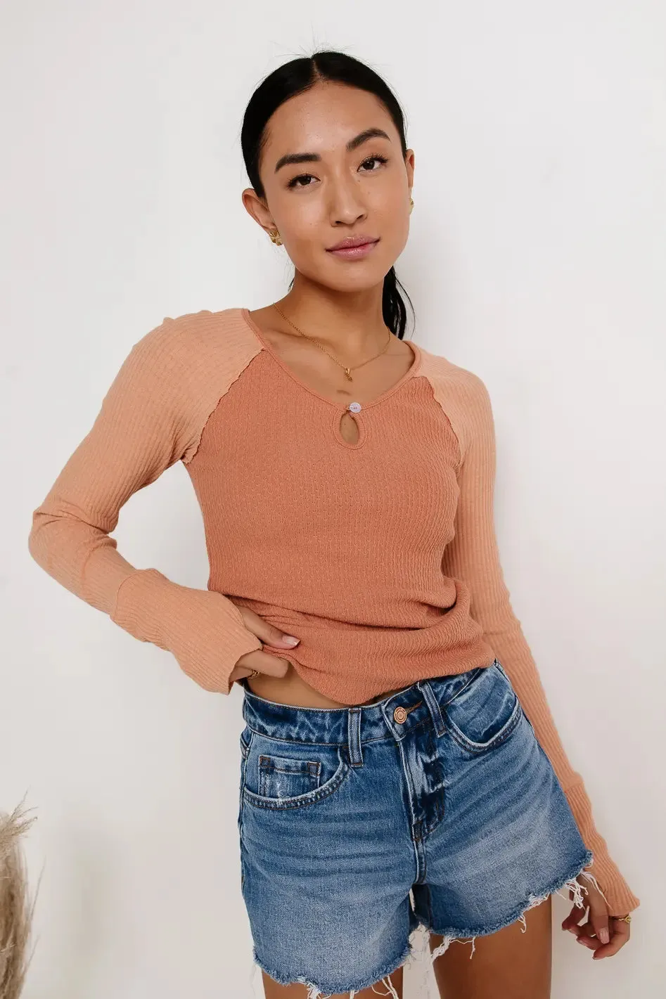 Skye Contrast Top in Terracotta - FINAL SALE sold by bohme