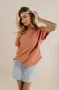 Ariella Waffle Knit Top in Coral sold by bohme
