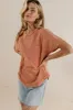Ariella Waffle Knit Top in Coral sold by bohme