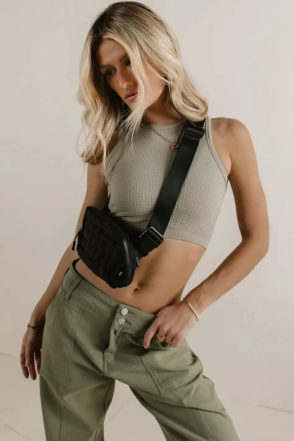 Ines Waffle Knit Tank in Moss - FINAL SALE sold by bohme