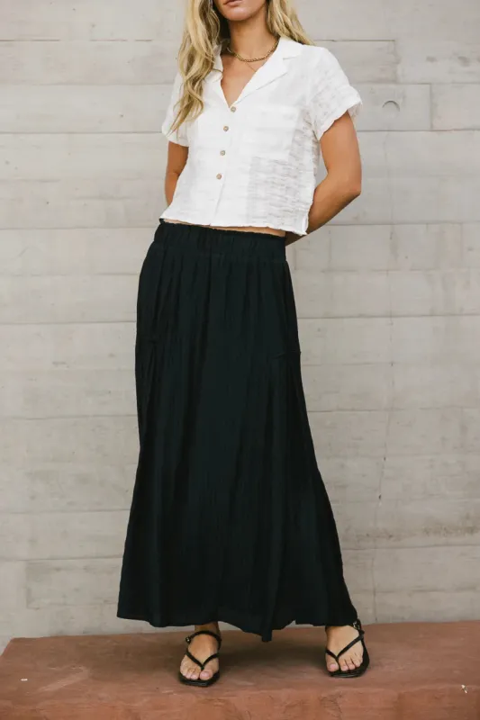 Phillipa Pleated Maxi Skirt in Navy - FINAL SALE sold by bohme