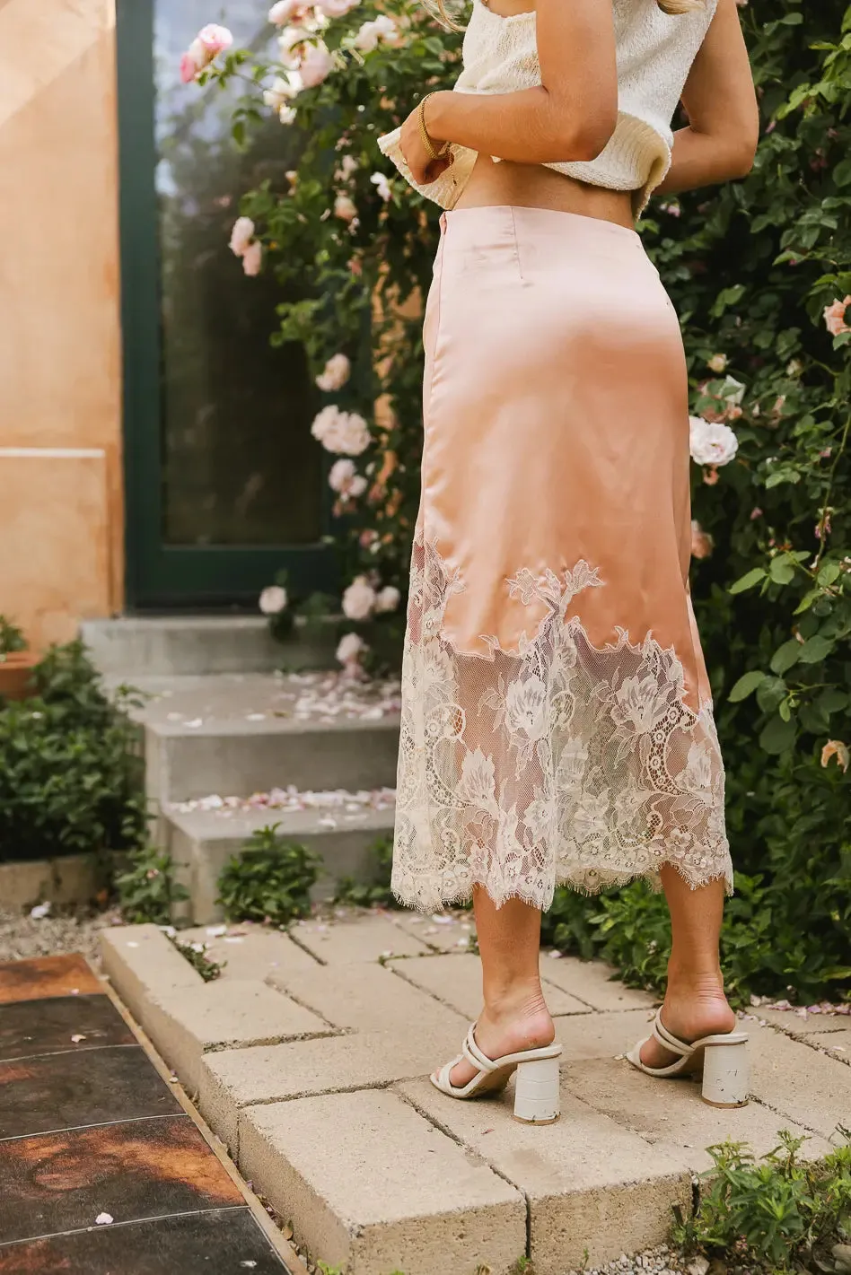 Frankie Asymmetrical Skirt in Peach sold by bohme product image thumbnail 2