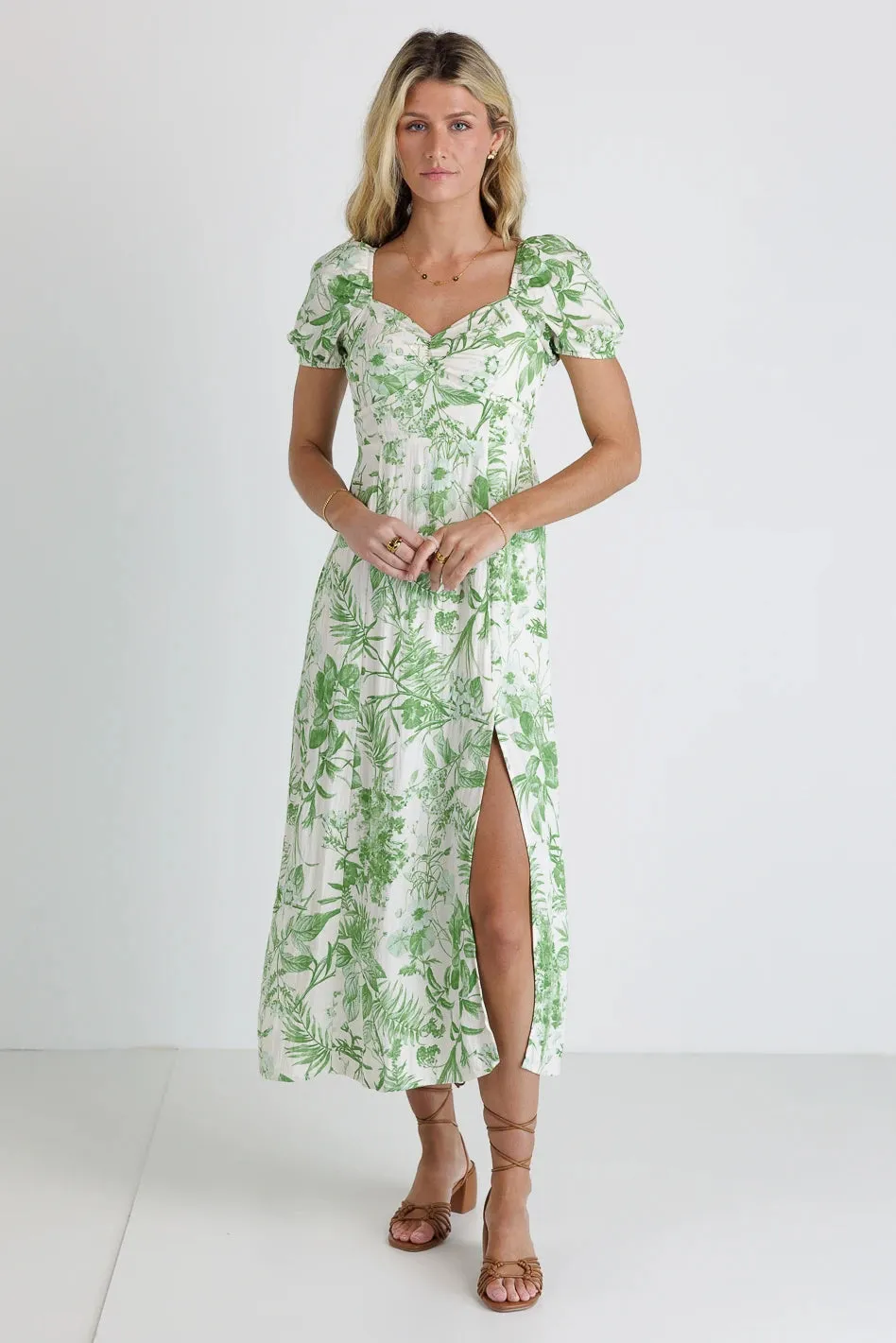 Leaf Printed Midi Dress - FINAL SALE sold by bohme product image thumbnail 2