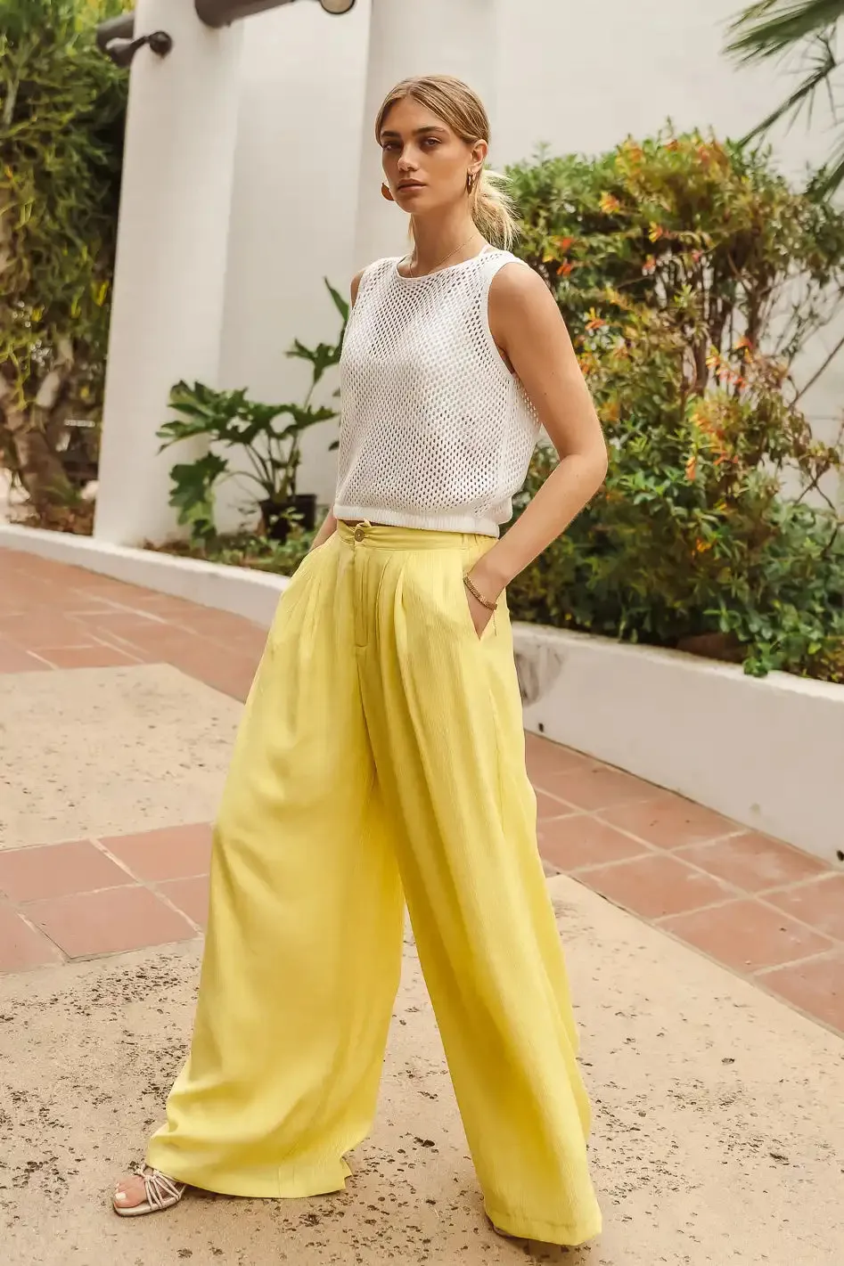 Nova Wide Leg Pants in Yellow - FINAL SALE sold by bohme product image thumbnail 4