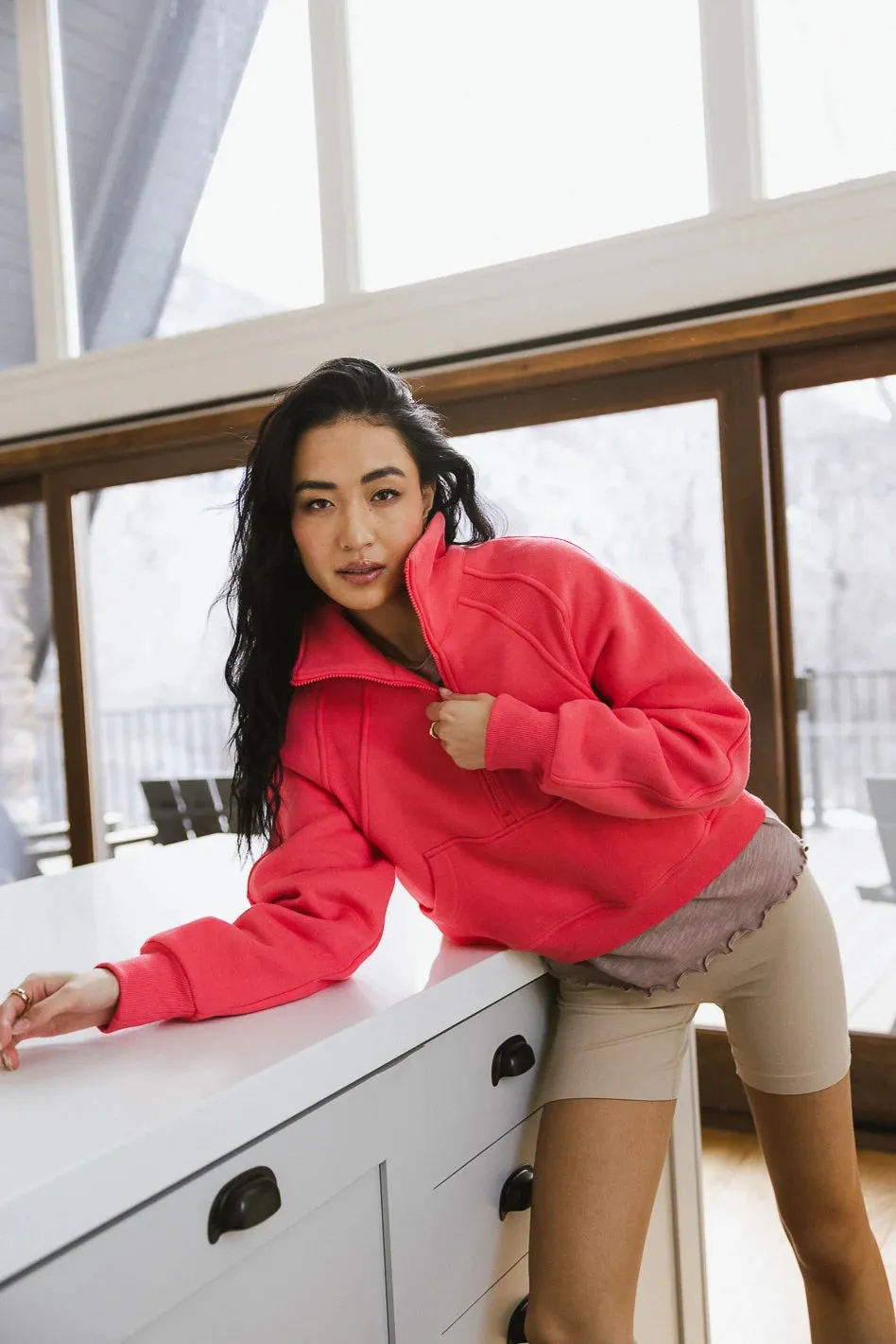 Alyssa Half Zip in Coral - FINAL SALE sold by bohme