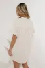 Button Up Mini Dress in Oatmeal sold by bohme