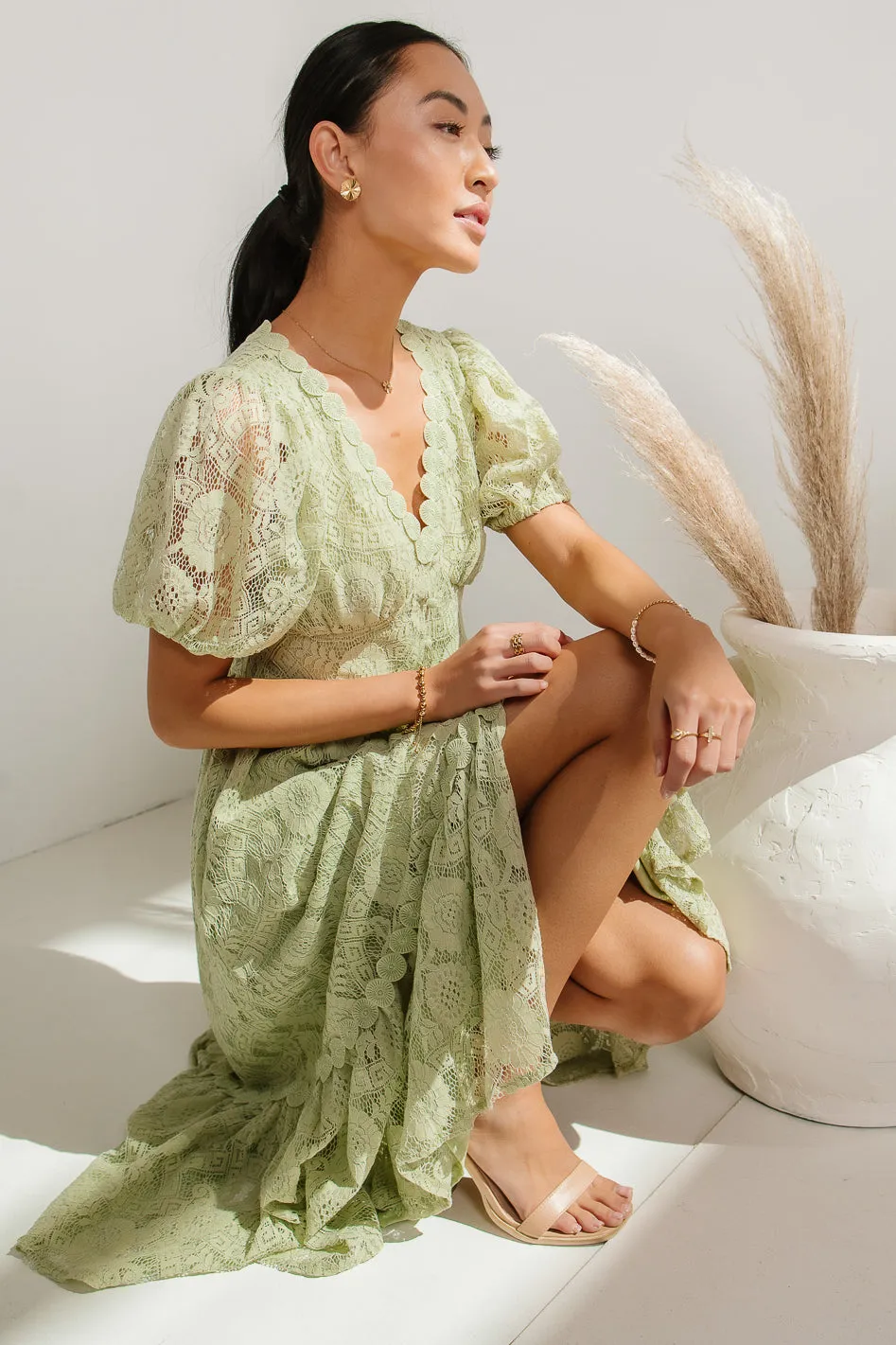 Rowan Lace Dress in Sage - FINAL SALE sold by bohme