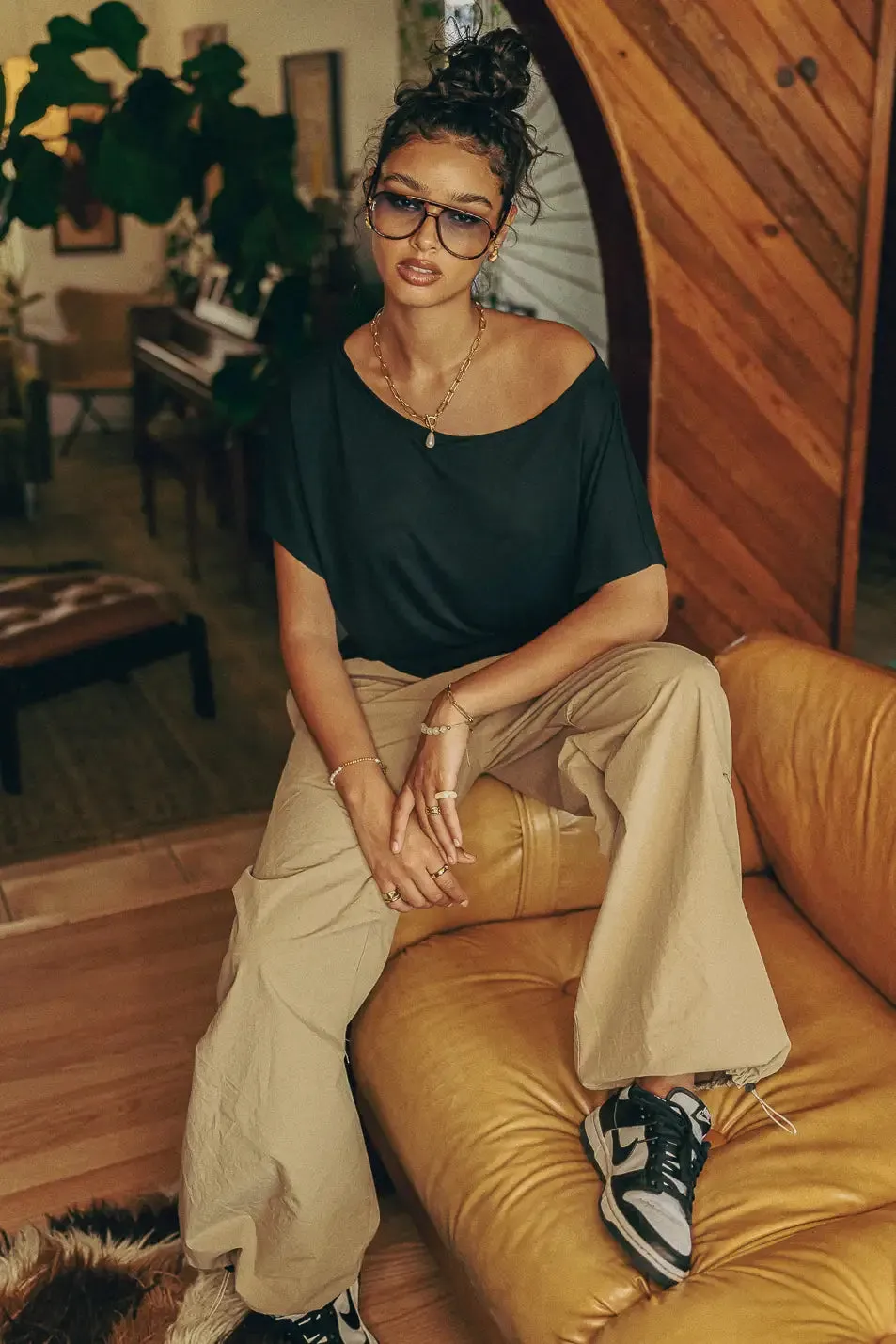 Charlie Parachute Pants in Khaki - FINAL SALE sold by bohme