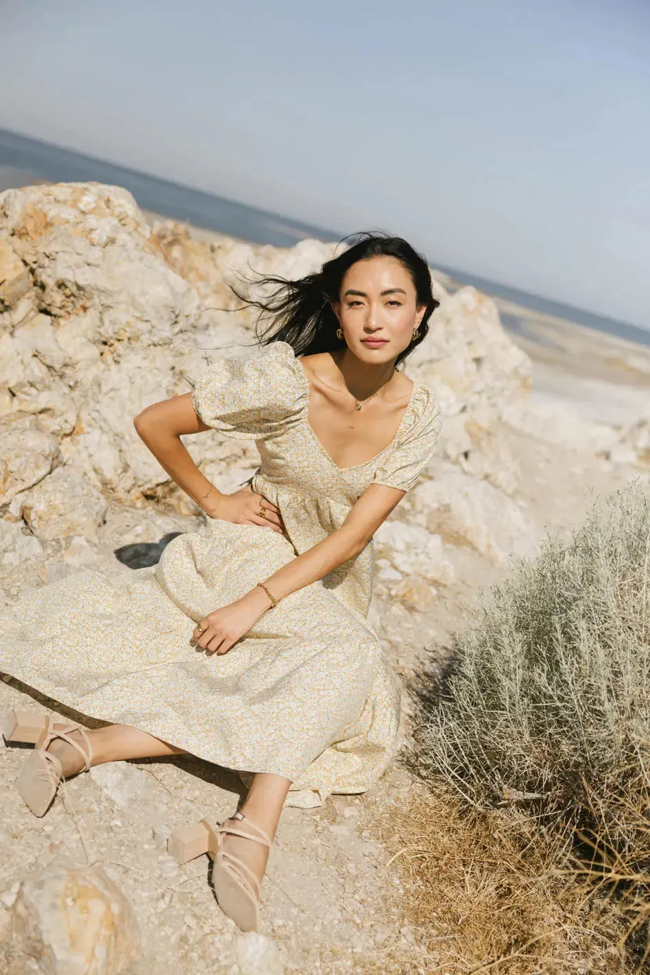 Amelia Ditsy Floral Dress in Yellow - FINAL SALE sold by bohme product image thumbnail 2