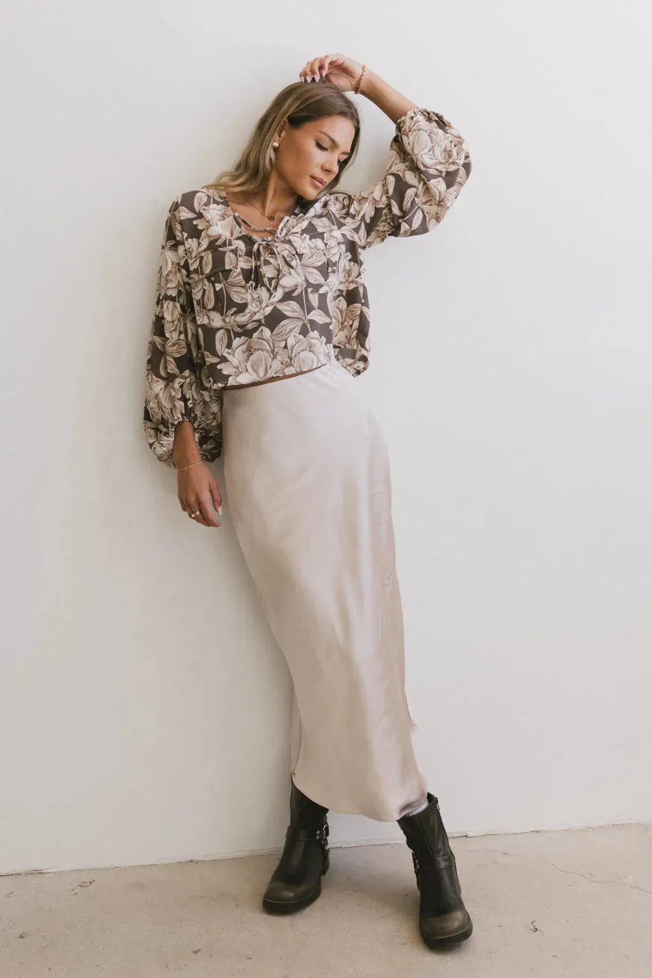 Preston Satin Skirt in Champagne - FINAL SALE sold by bohme product image thumbnail 3