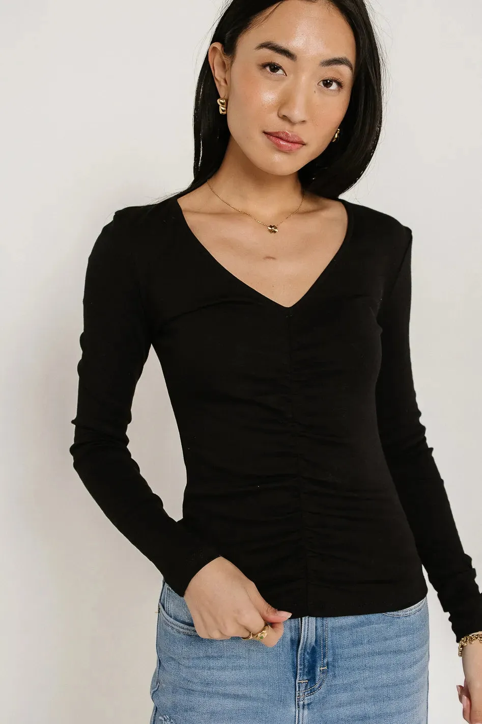 Mackenzie Ruched Top in Black - FINAL SALE sold by bohme product image thumbnail 3