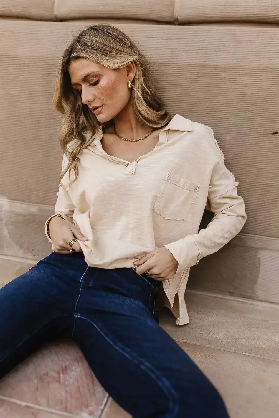 Vittoria Oversized Top in Natural - FINAL SALE sold by bohme product image thumbnail 4