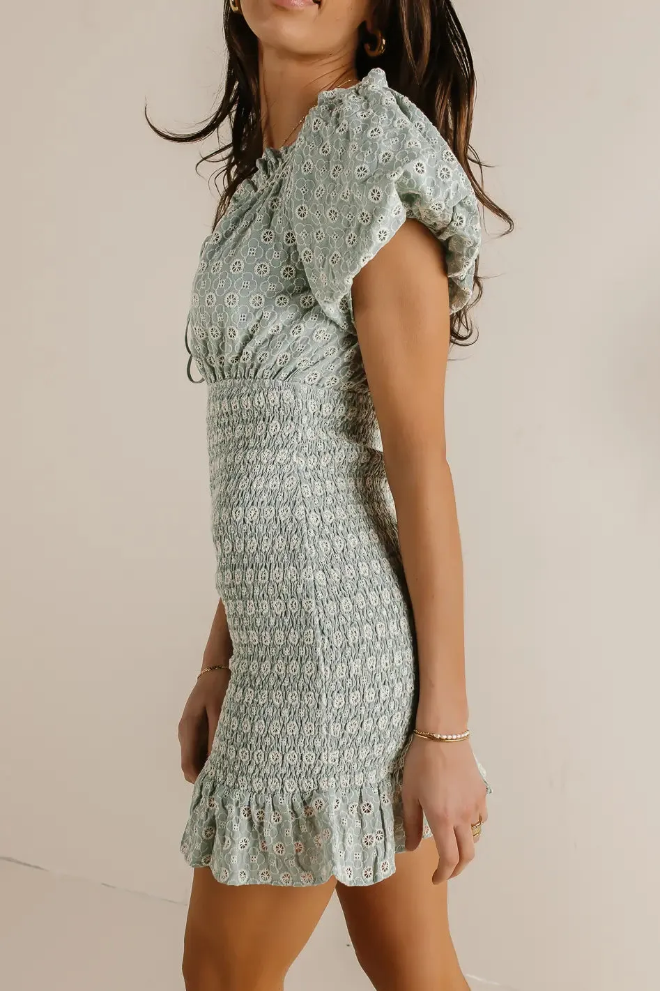 Taylee Smocked Dress in Sage - FINAL SALE sold by bohme