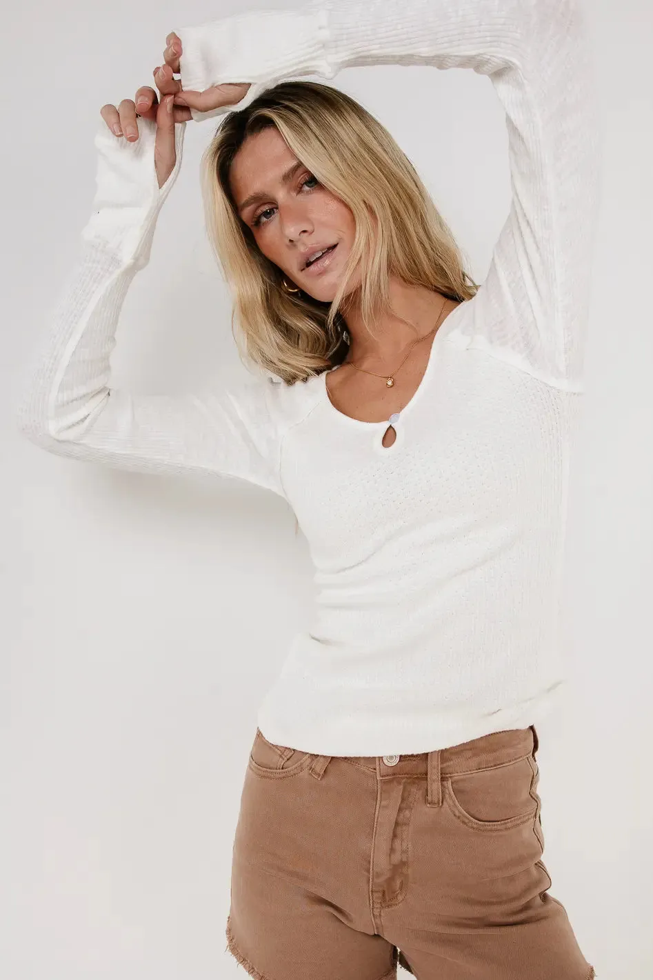 Skye Contrast Top in White - FINAL SALE sold by bohme