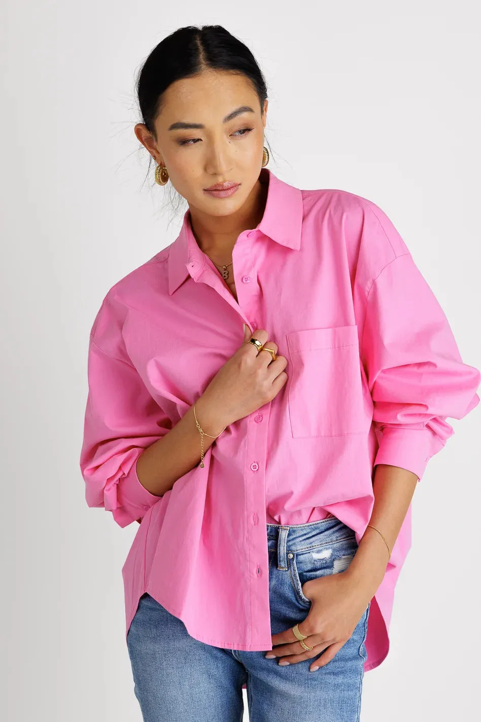 Gracie Button Up in Pink - FINAL SALE sold by bohme