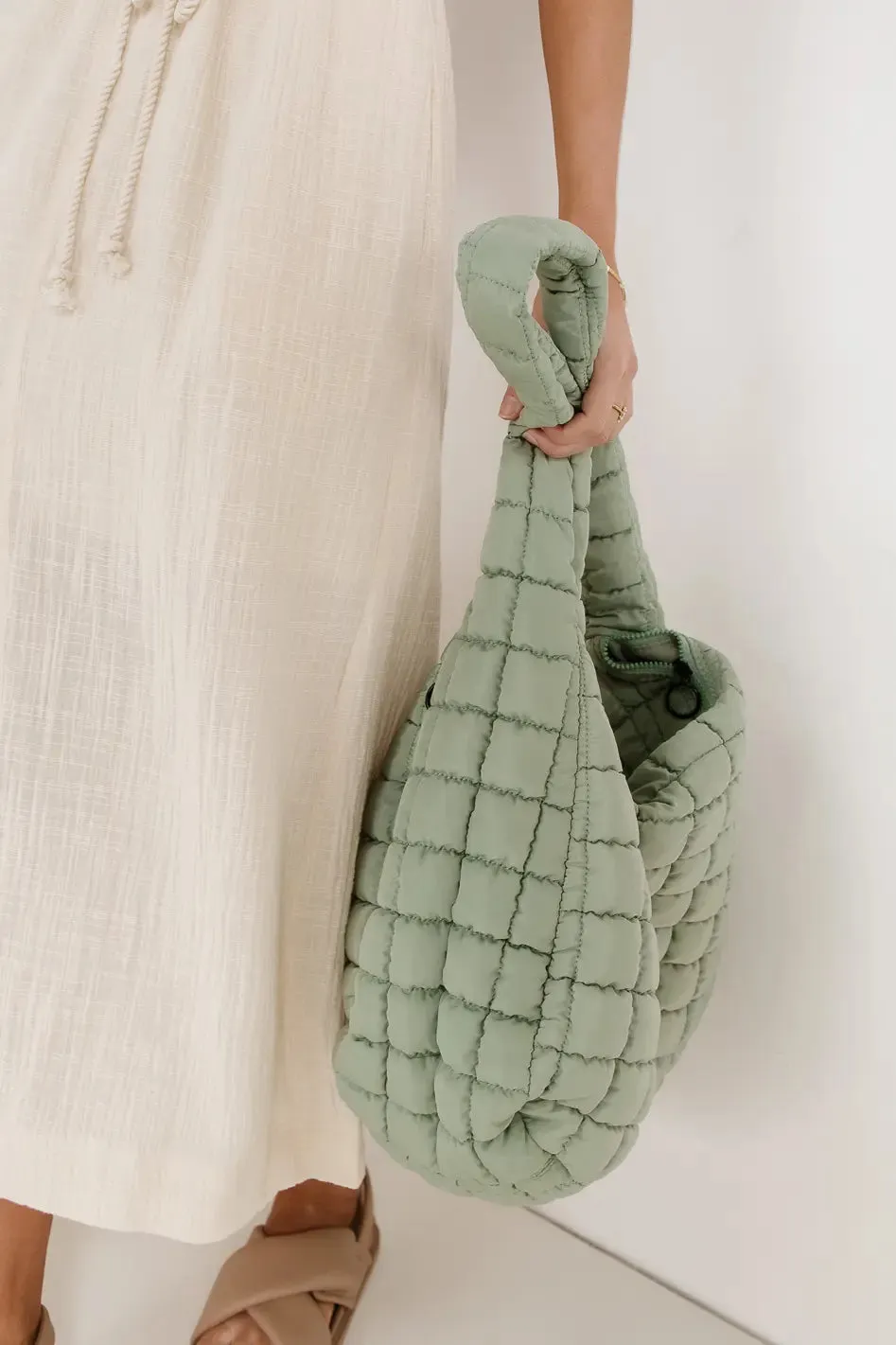 Kiera Quilted Tote Bag in Seafoam sold by bohme product image thumbnail 2