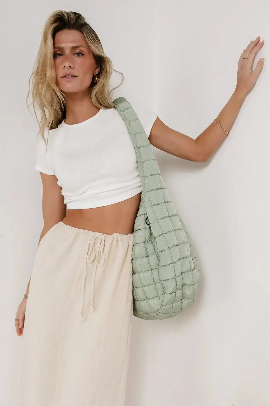 Kiera Quilted Tote Bag in Seafoam sold by bohme product image thumbnail 3