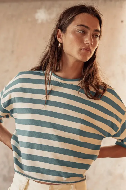 Felix Striped Top in Teal - FINAL SALE sold by bohme