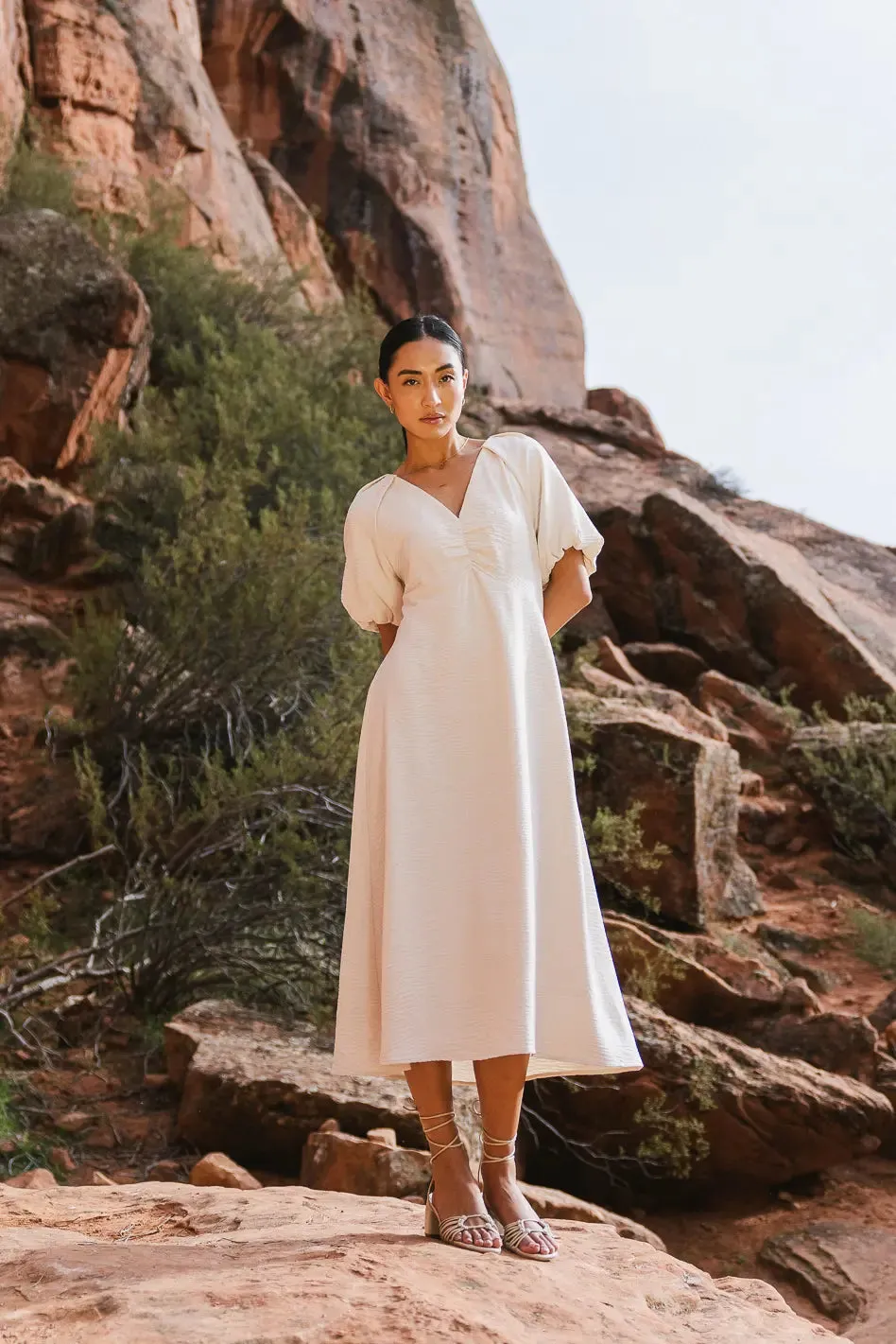 Maeve Midi Dress in Cream - FINAL SALE sold by bohme