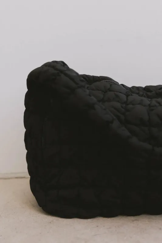 Nora Quilted Tote Bag in Black sold by bohme