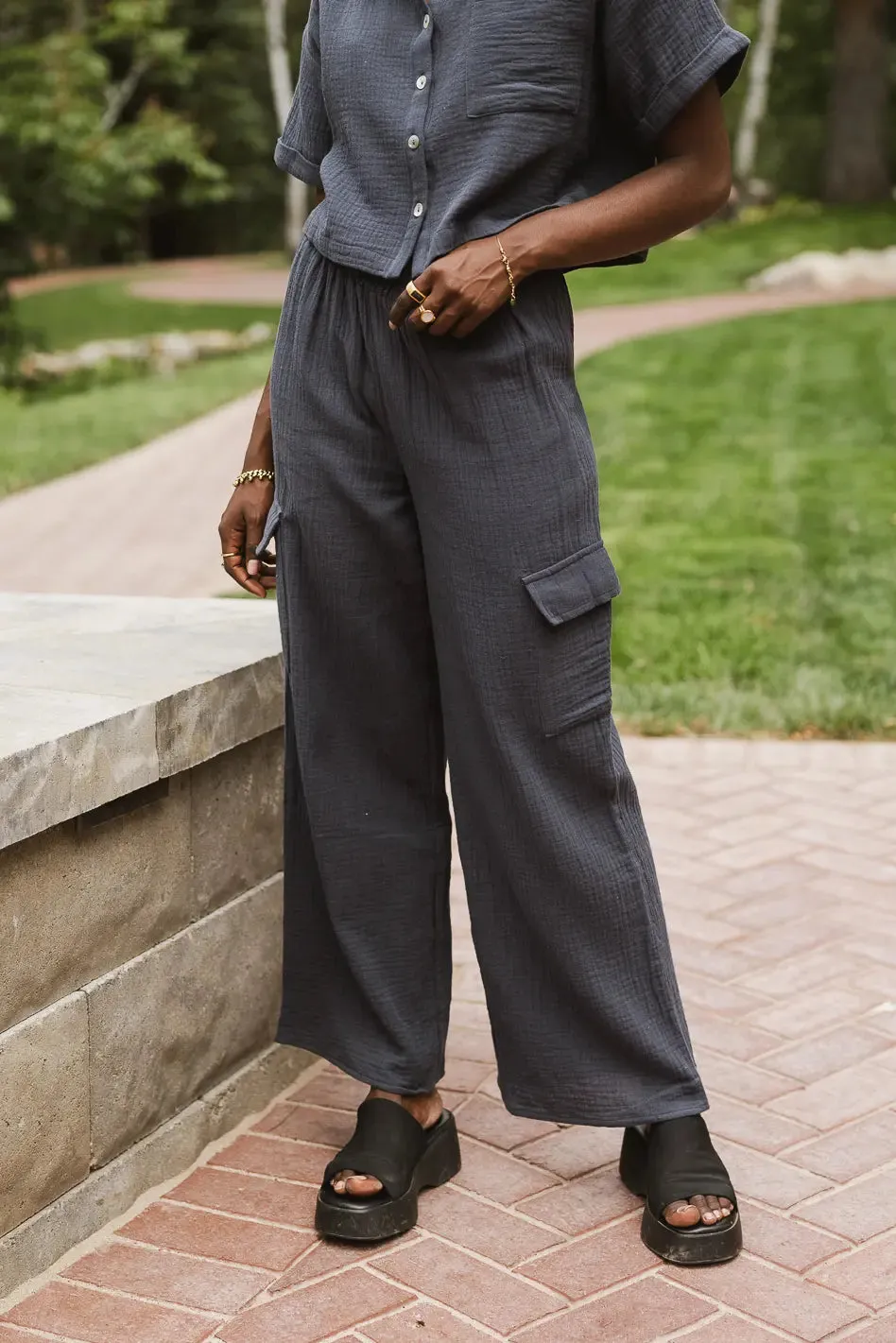 Benji Cotton Gauze Pants in Slate Blue - FINAL SALE sold by bohme product image thumbnail 2