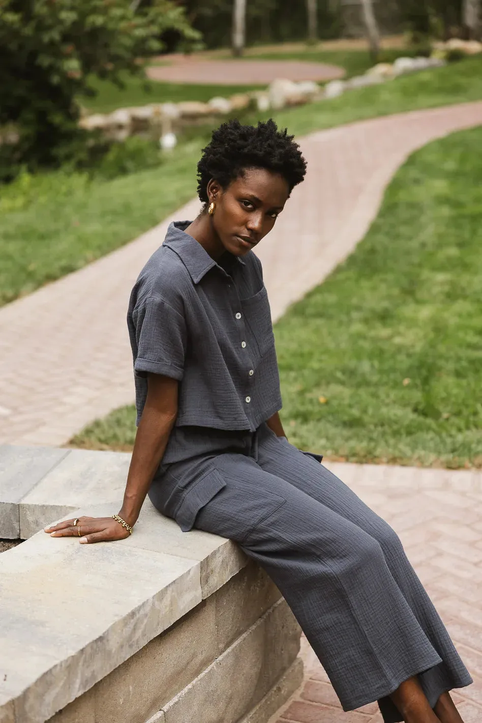 Benji Cotton Gauze Pants in Slate Blue - FINAL SALE sold by bohme product image thumbnail 4