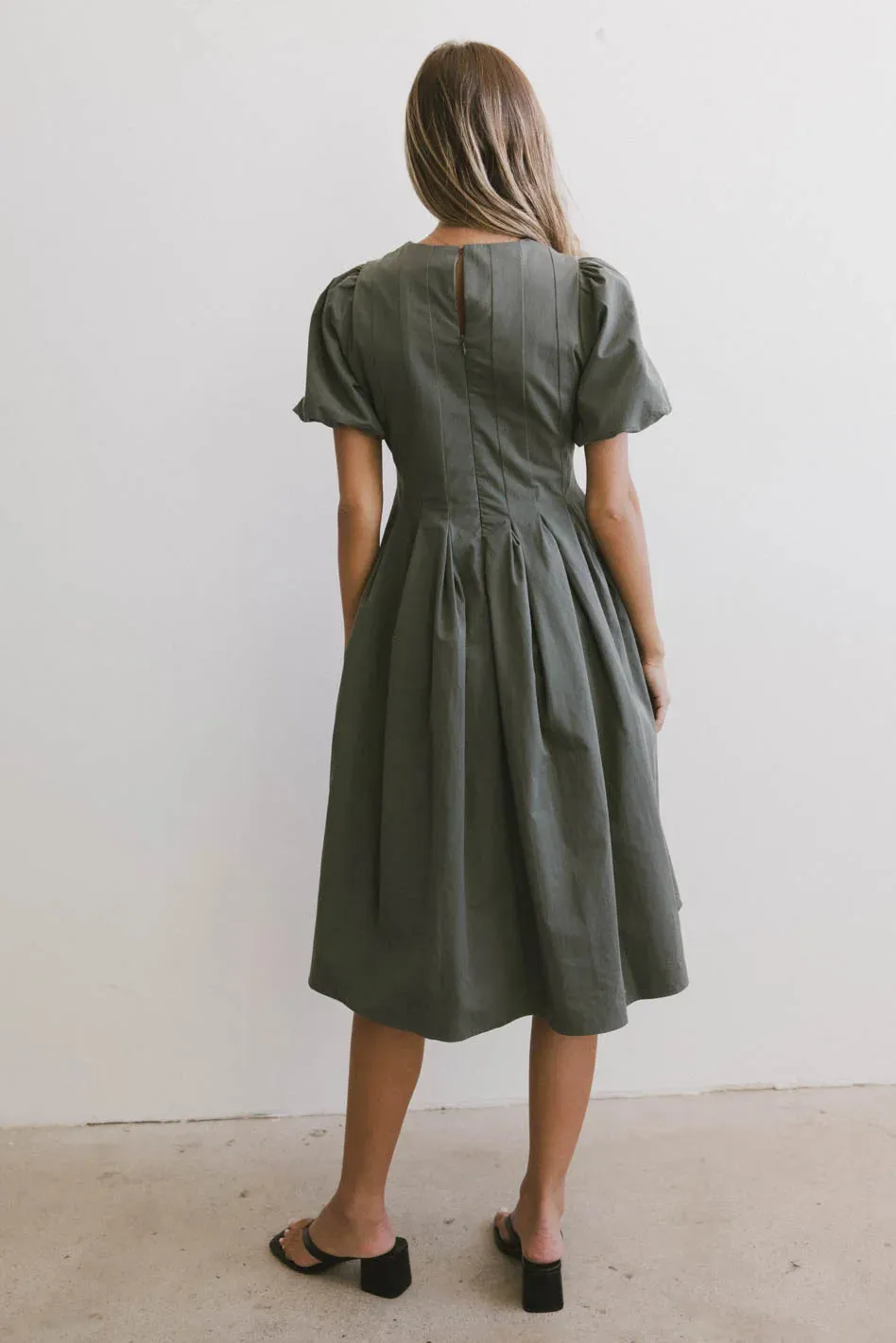 Eliana Pleated Midi Dress in Sage - FINAL SALE sold by bohme product image thumbnail 3