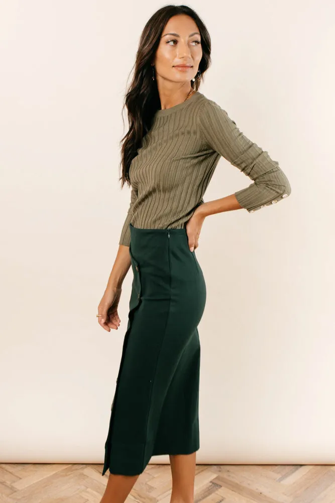 Lonnie Button Sleeve Sweater in Green - FINAL SALE sold by bohme product image thumbnail 4