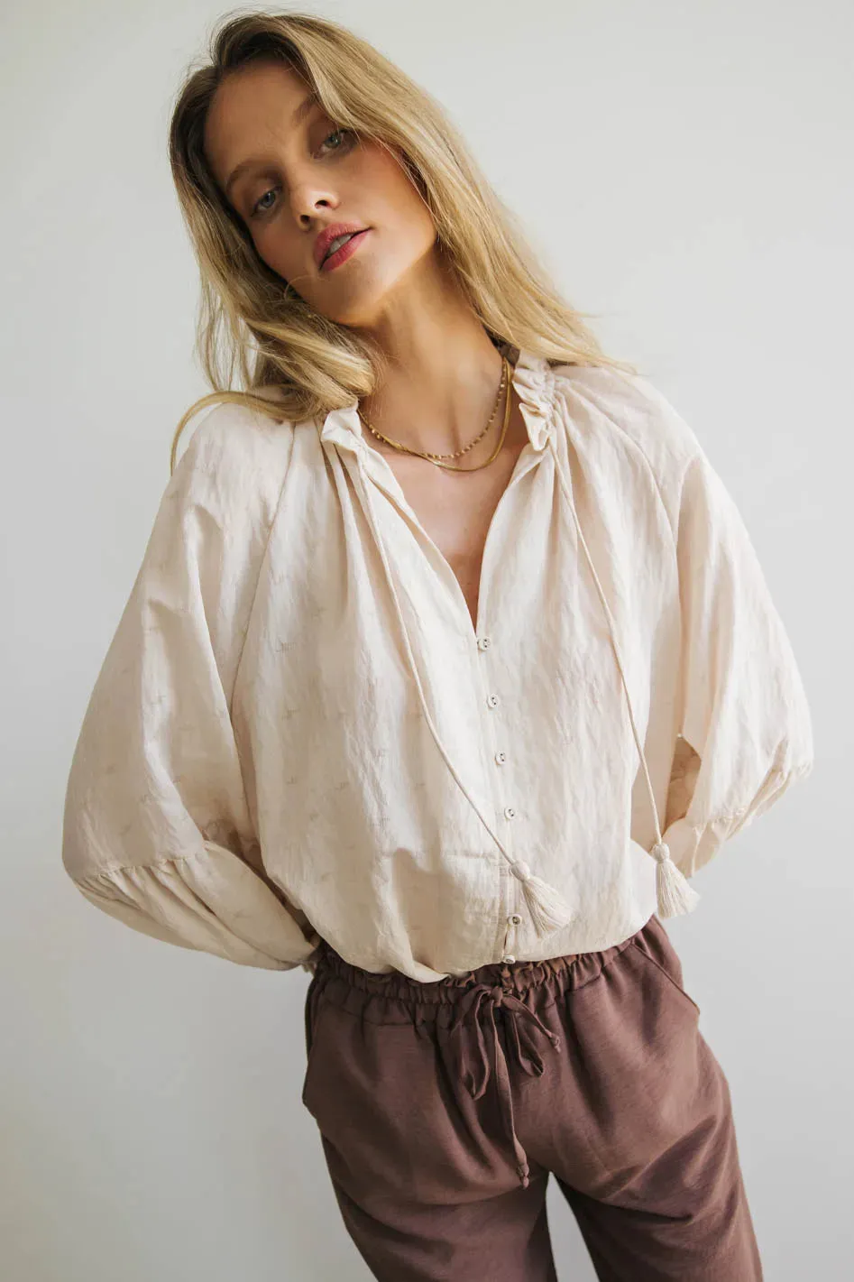 Elowen Button Up Blouse in Cream - FINAL SALE sold by bohme